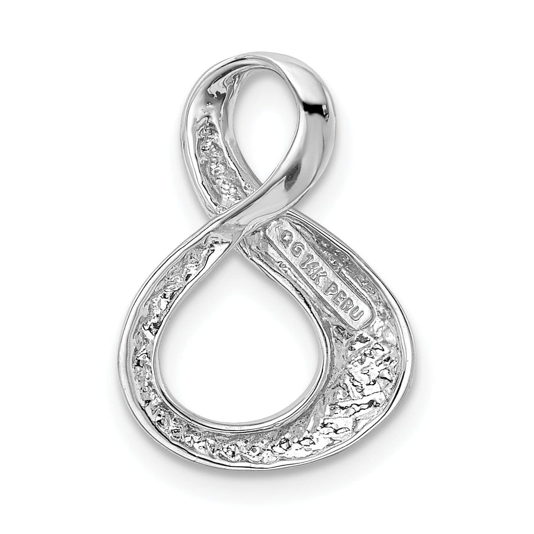 14K White Gold Polished Finish Infinity Style Shape Design Omega Slide Pendant fits upto 6 mm Omega