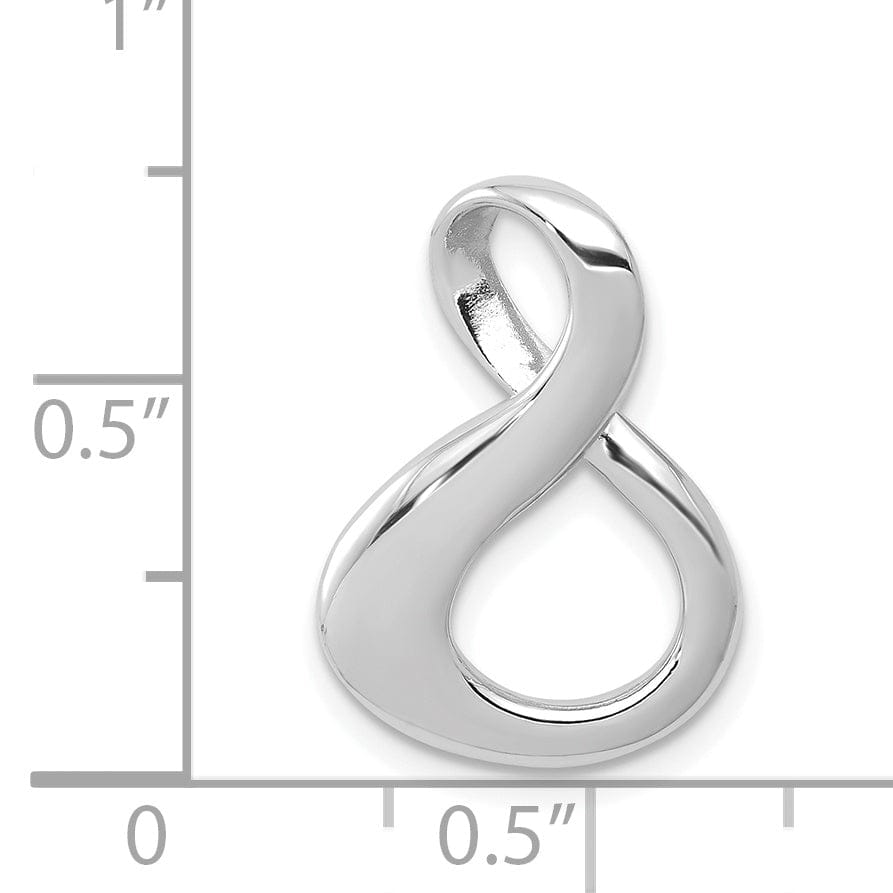 14K White Gold Polished Finish Infinity Style Shape Design Omega Slide Pendant fits upto 6 mm Omega