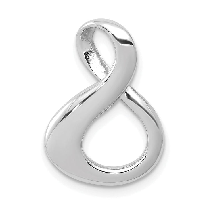 14K White Gold Polished Finish Infinity Style Shape Design Omega Slide Pendant fits upto 6 mm Omega