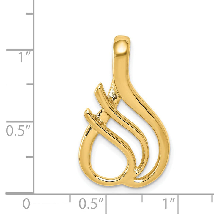 14k Yellow Gold Polished Finish Double Swirl Design Fancy Slide Pendant fits upto 6 mm Omega