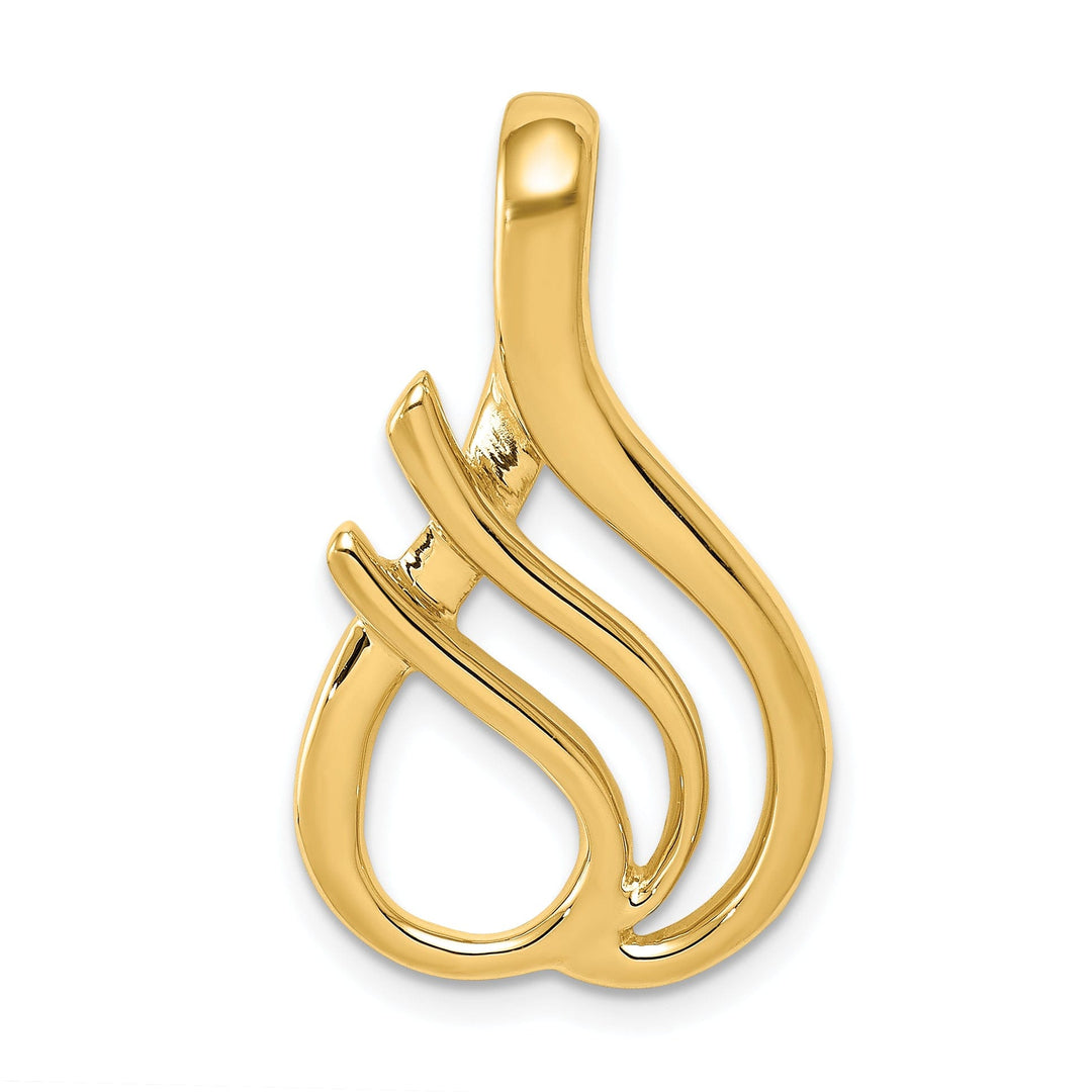 14k Yellow Gold Polished Finish Double Swirl Design Fancy Slide Pendant fits upto 6 mm Omega