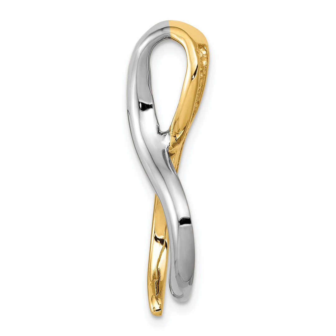 14k Two Tone Gold Solid Polished Finish Reversible Infinity Design Fancy Omega Slide Pendant fits up to 6 mm Omega