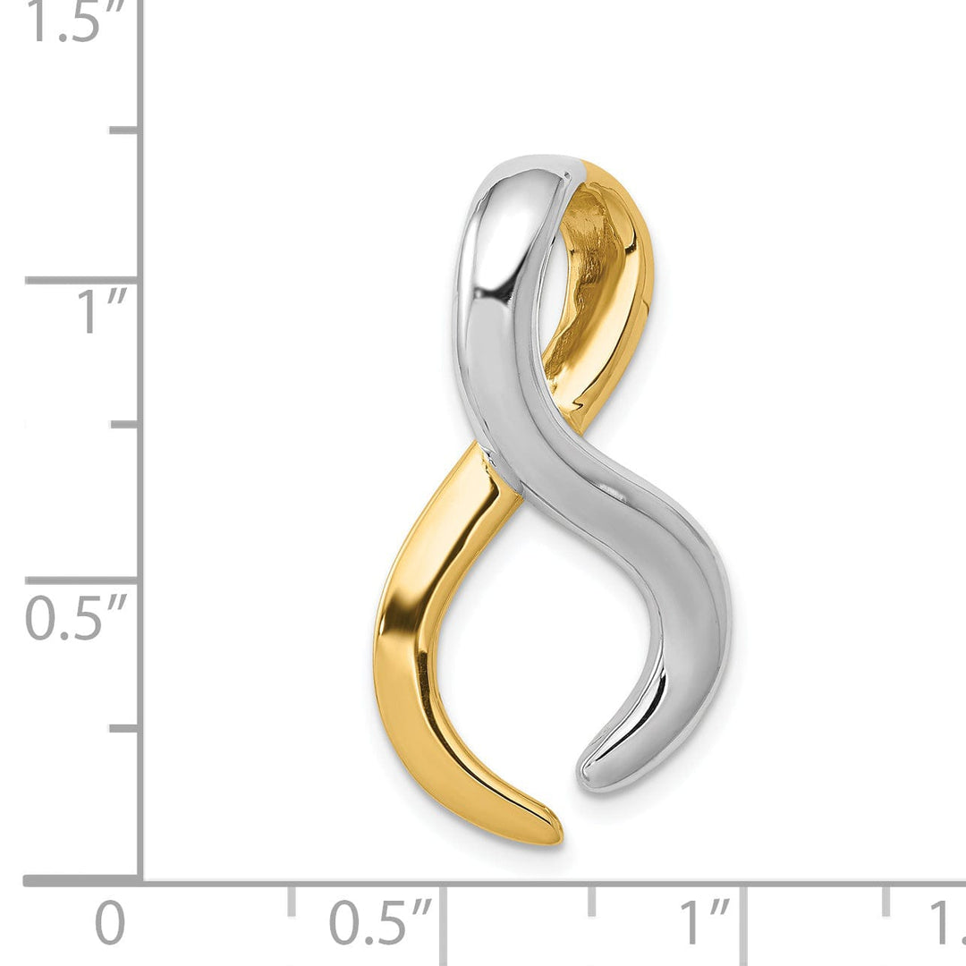 14k Two Tone Gold Solid Polished Finish Reversible Infinity Design Fancy Omega Slide Pendant fits up to 6 mm Omega