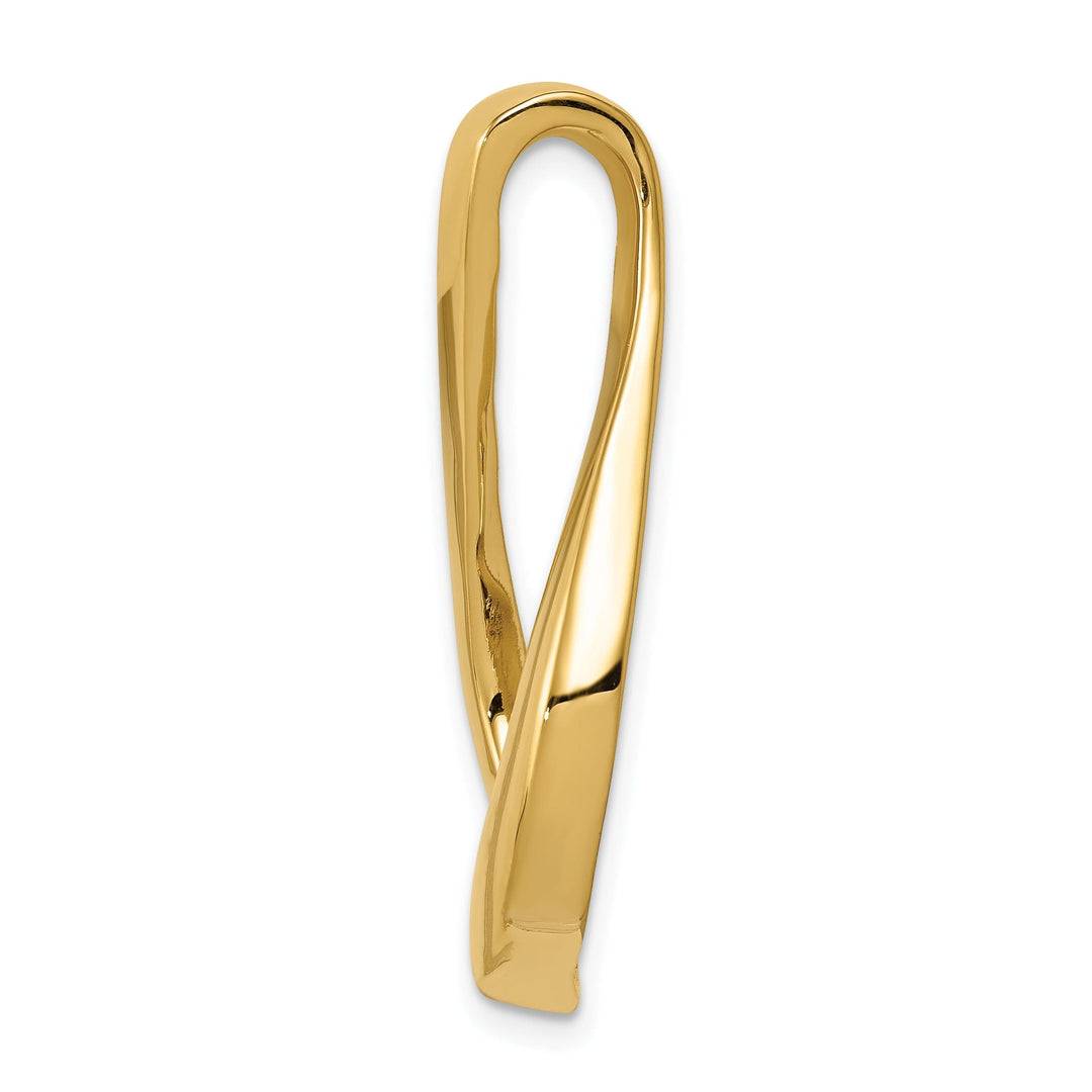 14k Yellow Gold Polished Finish Fancy Reversible Sleek Design Omega Slide Pendant fits upto 10 mm Omega