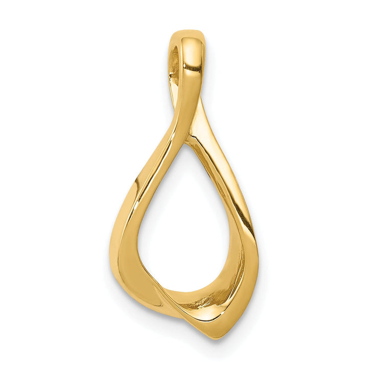 14k Yellow Gold Polished Finish Reversible, Swirl Oval Shape Design Chain Slide Pendant will not fit Omega