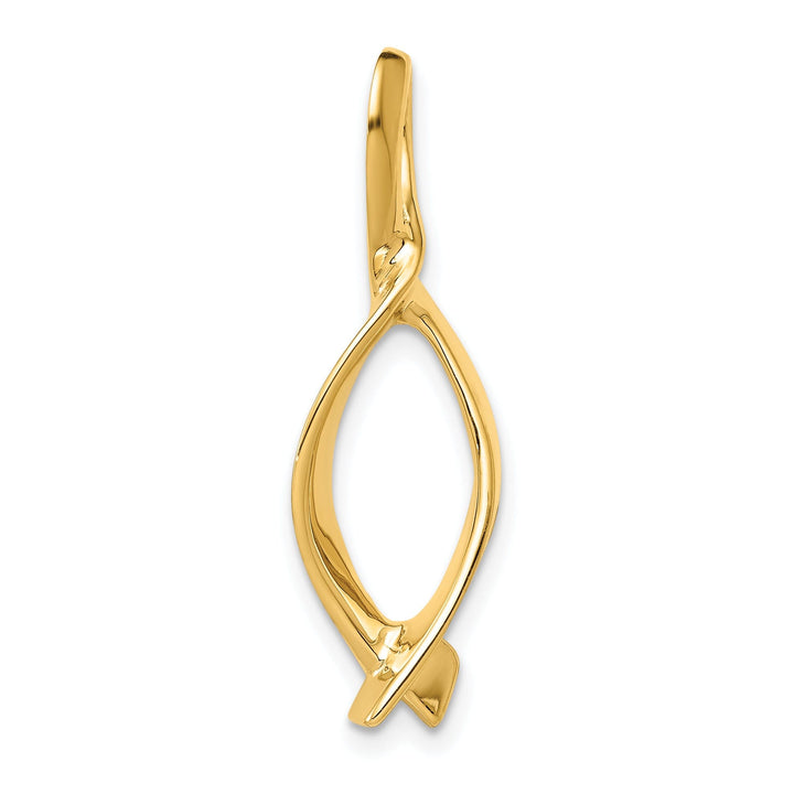 14k Yellow Gold Polished Finish Solid Swirl Oval Shape Design Omega Slide Pendant fits up to 5 mm Omega