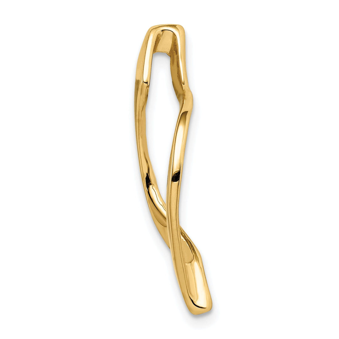 14k Yellow Gold Polished Finish Solid Fancy Reversible Style Omega Slide Pendant fits upto 10 mm Omega