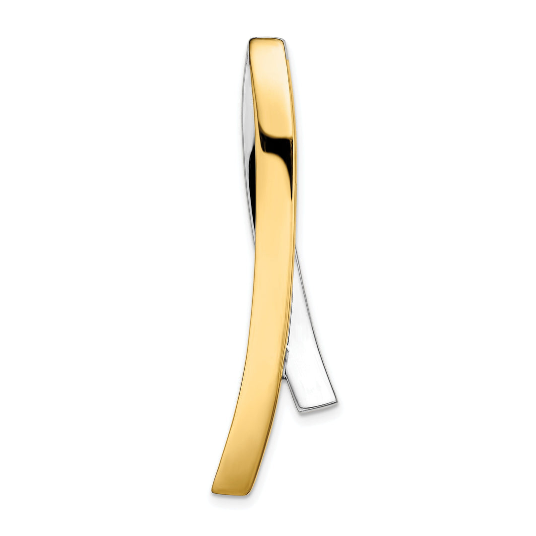 14k Yellow, White Gold Solid Polished Finish Contemporary Style Omega Slide Pendant fits upto 10 mm Omega
