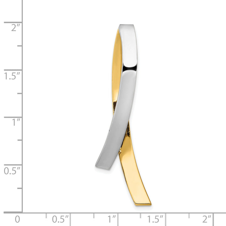 14k Yellow, White Gold Solid Polished Finish Contemporary Style Omega Slide Pendant fits upto 10 mm Omega