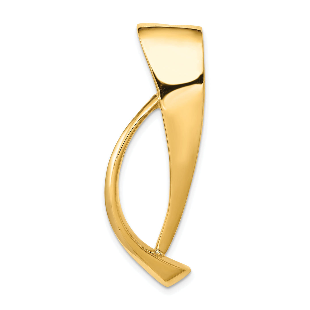 14k Yellow Gold Solid Polished Finish Modern Style Omega Slide Pendant fits upto 8 mm Omega