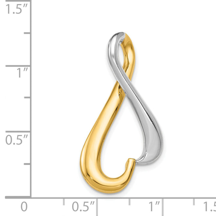 14k Two Tone Gold Omega Slide Pendant