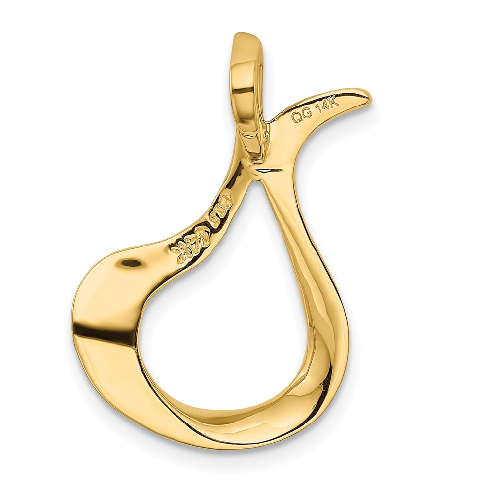 14K Yellow Gold Polished Finish Fancy Design Slide Pendant fits upto 3mm Omega