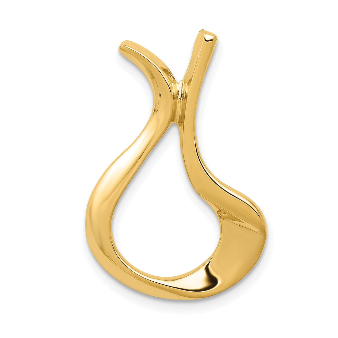 14K Yellow Gold Polished Finish Fancy Design Slide Pendant fits upto 3mm Omega