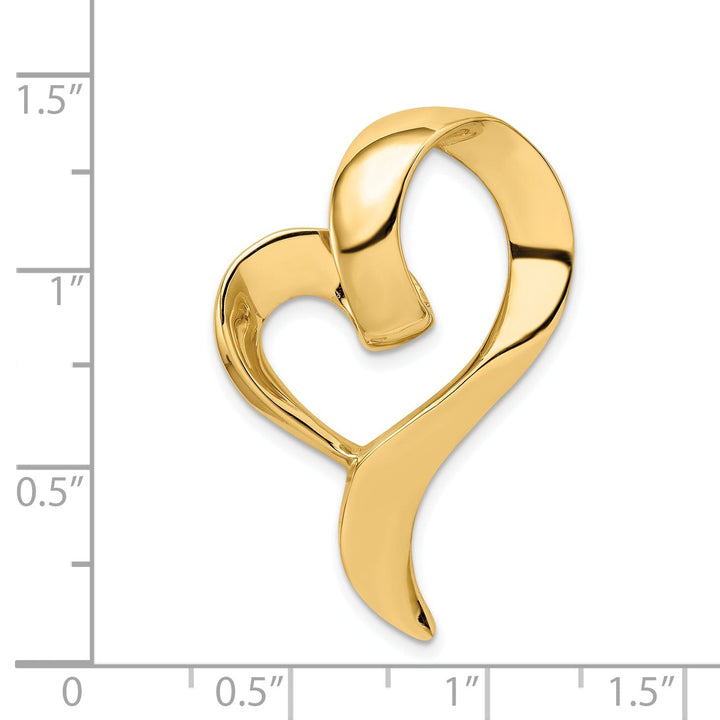14K Yellow Gold Heart Shape Design Omega Slide Pendant