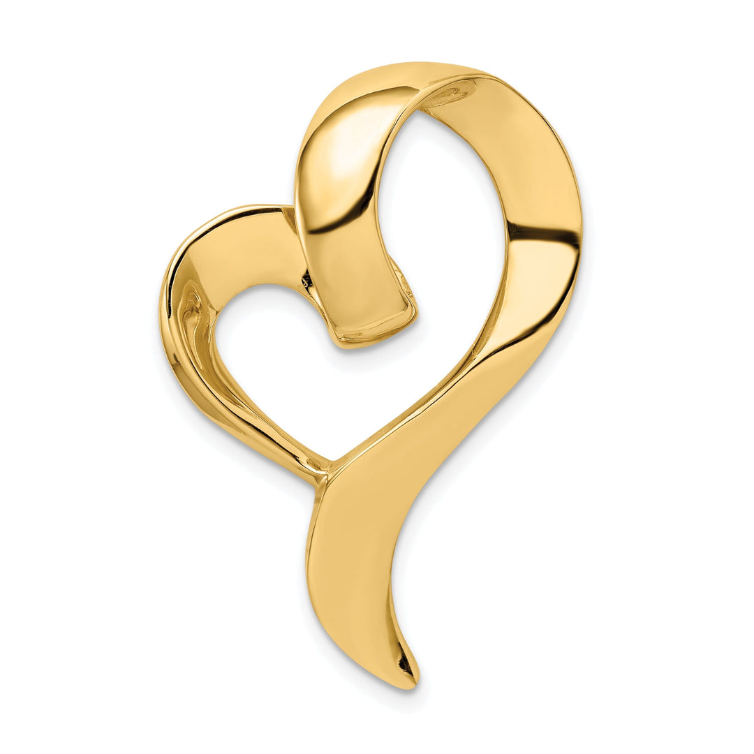 14K Yellow Gold Heart Shape Design Omega Slide Pendant