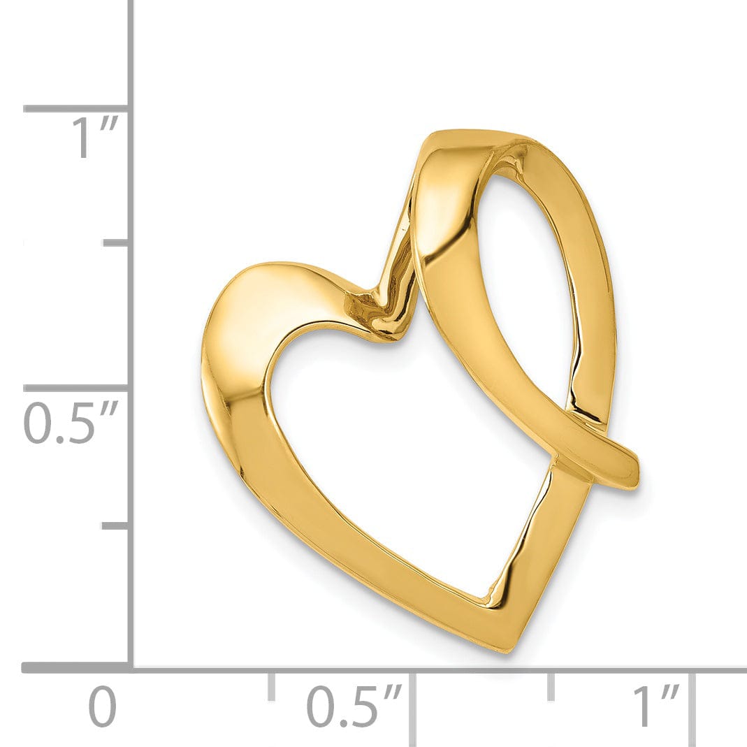 14K Yellow Gold Fancy Heart Shape Design Omega Slide Pendant