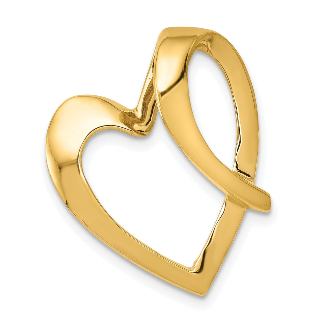 14K Yellow Gold Fancy Heart Shape Design Omega Slide Pendant