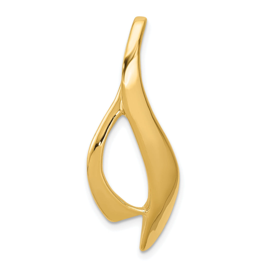 14K Yellow Gold Polished Finish Solid Modern Sleek Look Omega Slide Pendant fits up to 6 mm Omega