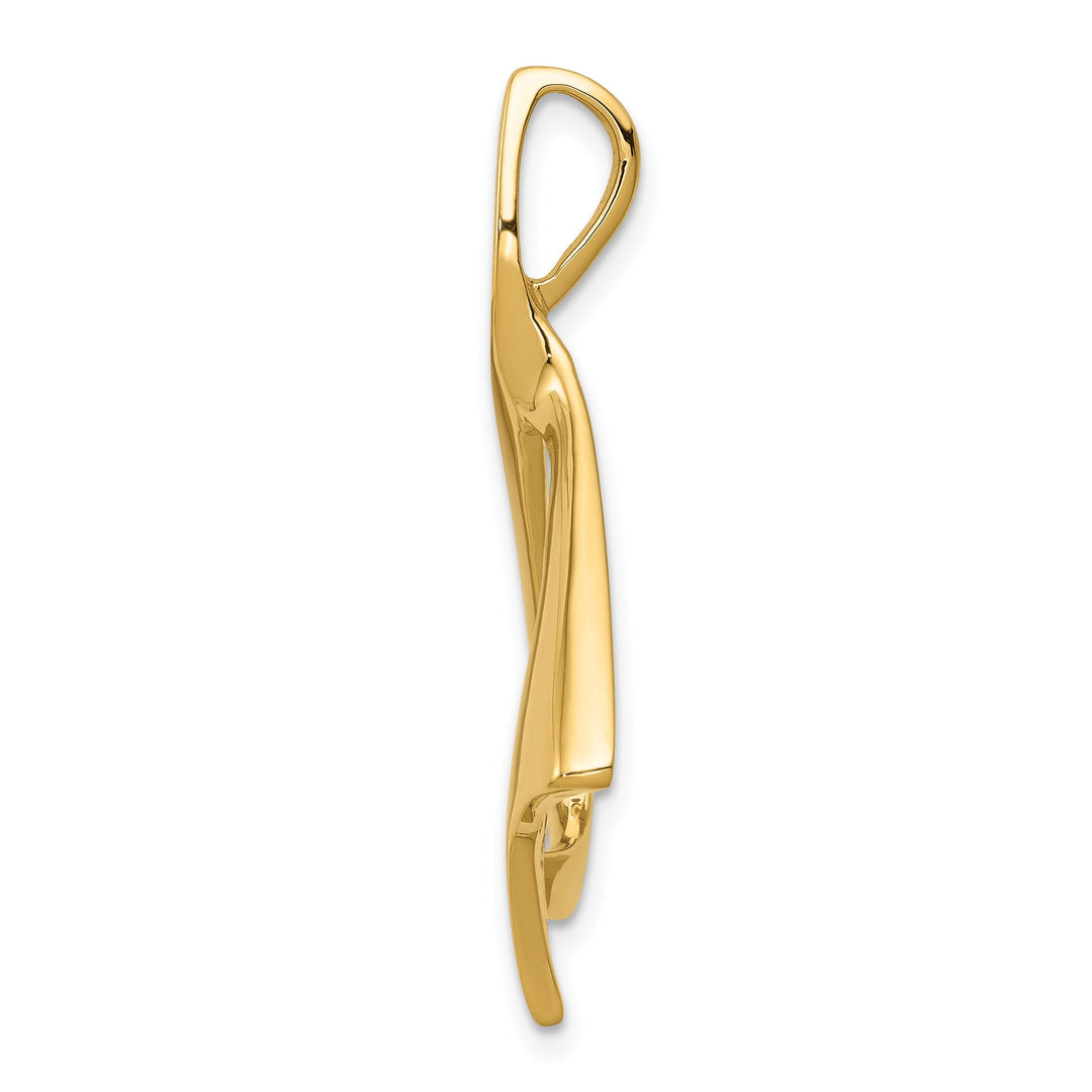 14K Yellow Gold Solid Polished Finish Modern Sleek Look Omega Slide Pendant fits up to 6 mm Omega