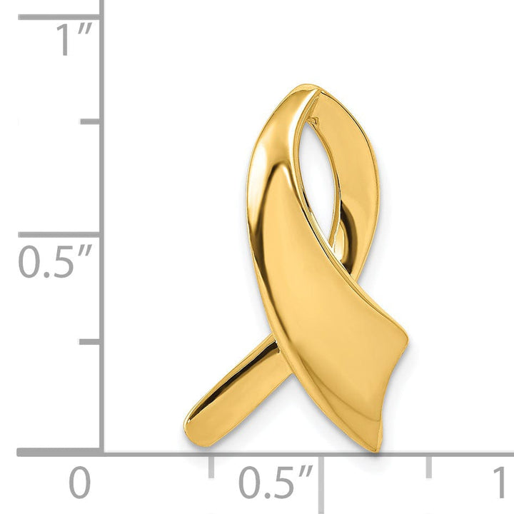 14K Yellow Gold Awareness Ribbon Design Omega Slide Pendant
