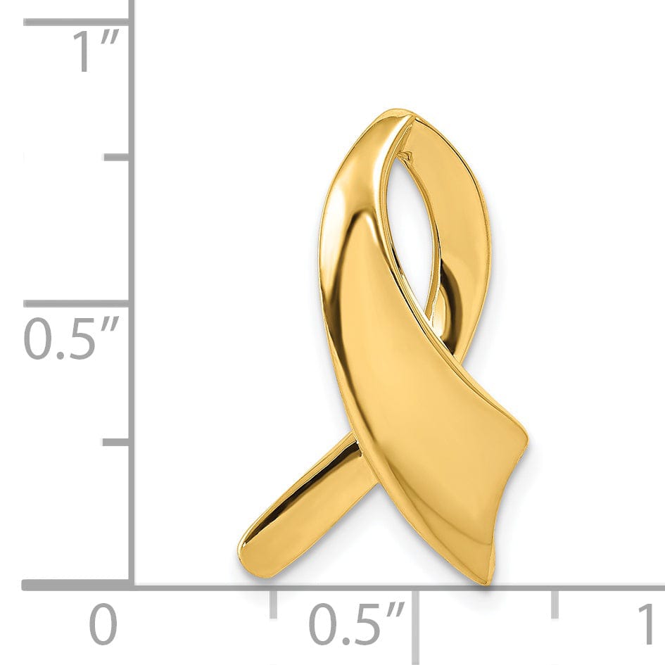 14K Yellow Gold Awareness Ribbon Design Omega Slide Pendant