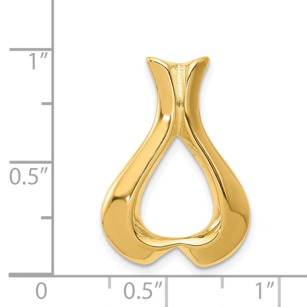 14K Yellow Gold Polished Solid Tear Drop Design Slide Pendant fits up to 3 mm