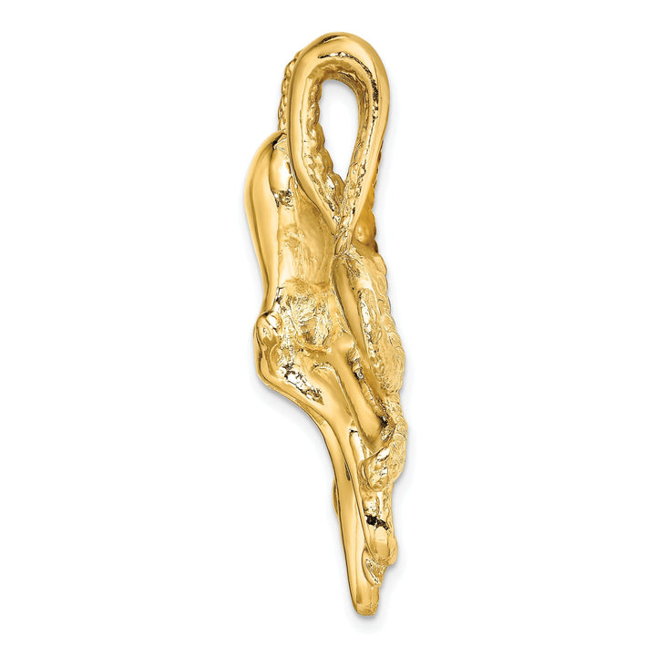 14K Yellow Gold Solid Casted Polished and Textured Finish Octopus Slide