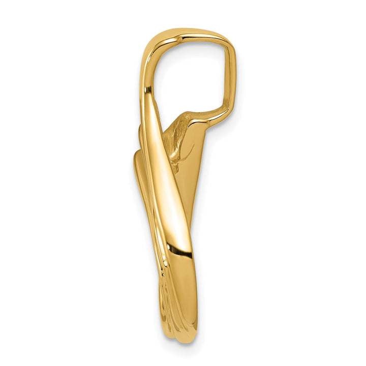 14k Yellow Gold Polished Finish Reversible Double Swirl Design Fancy Slide Pendant fits upto 5 mm Omega