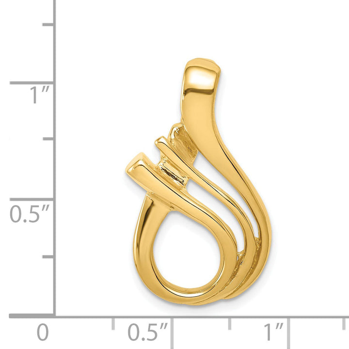 14k Yellow Gold Polished Finish Reversible Double Swirl Design Fancy Slide Pendant fits upto 5 mm Omega