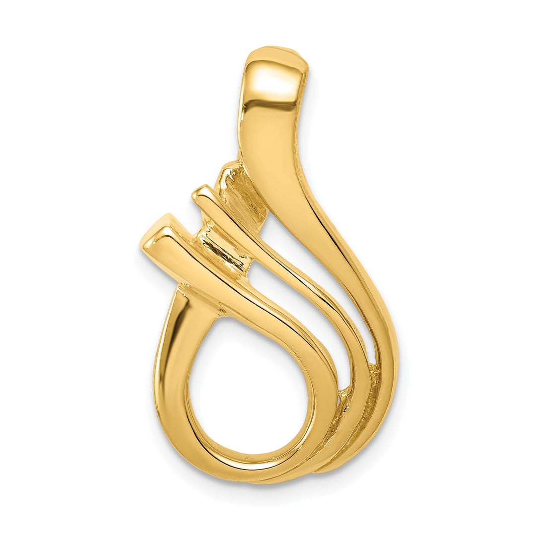 14k Yellow Gold Polished Finish Reversible Double Swirl Design Fancy Slide Pendant fits upto 5 mm Omega