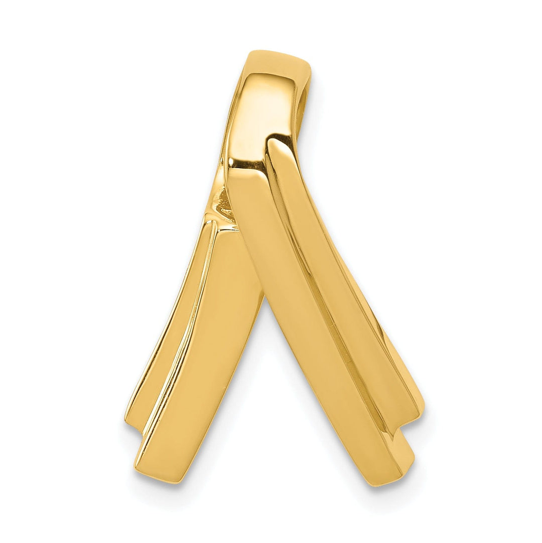 14k Yellow Gold Fancy Ridge Design Shape Omega Slide Pendant
