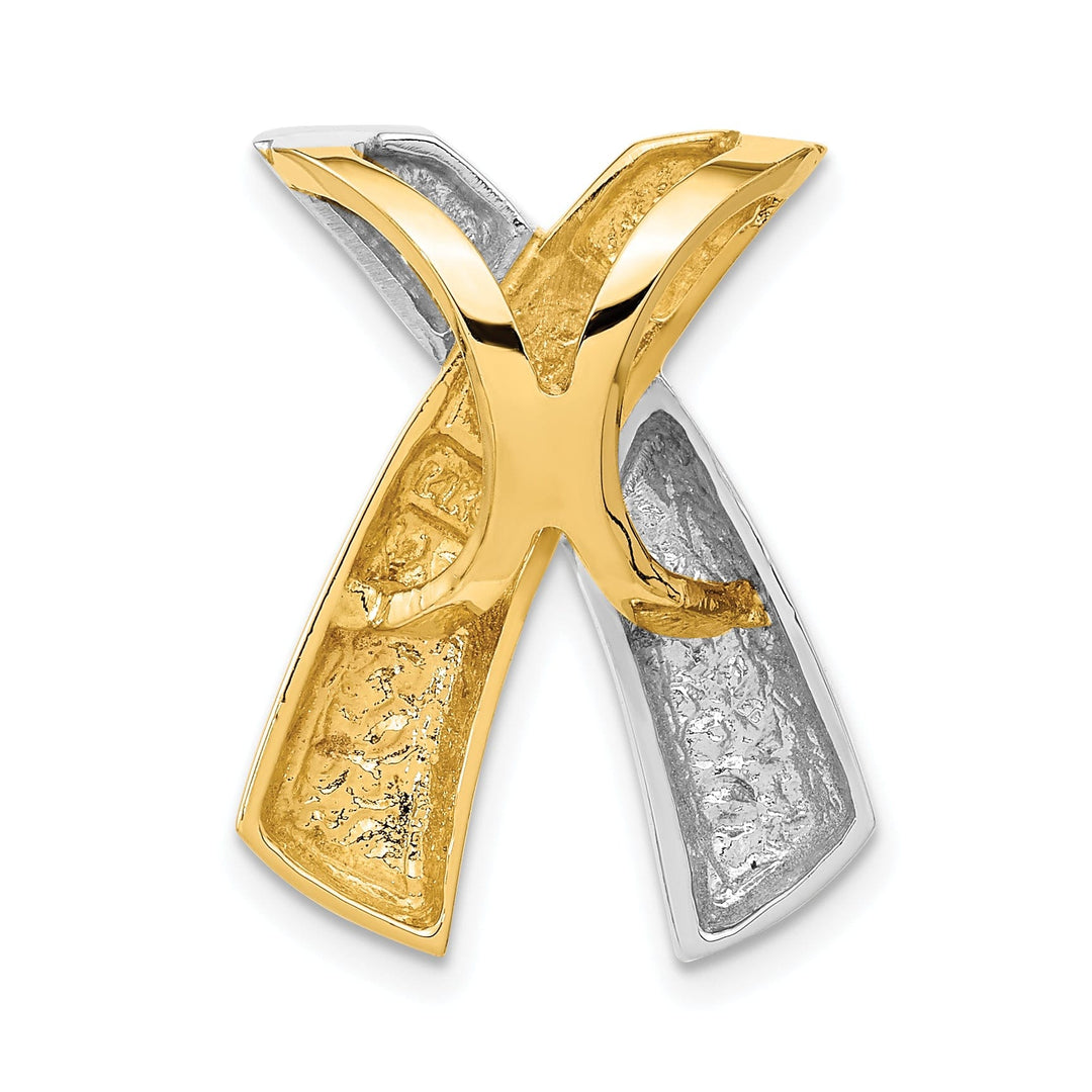 14k Yellow, White Gold Solid Polished Finish X Shape Design Slide Pendant fits upto 10 mm Omega