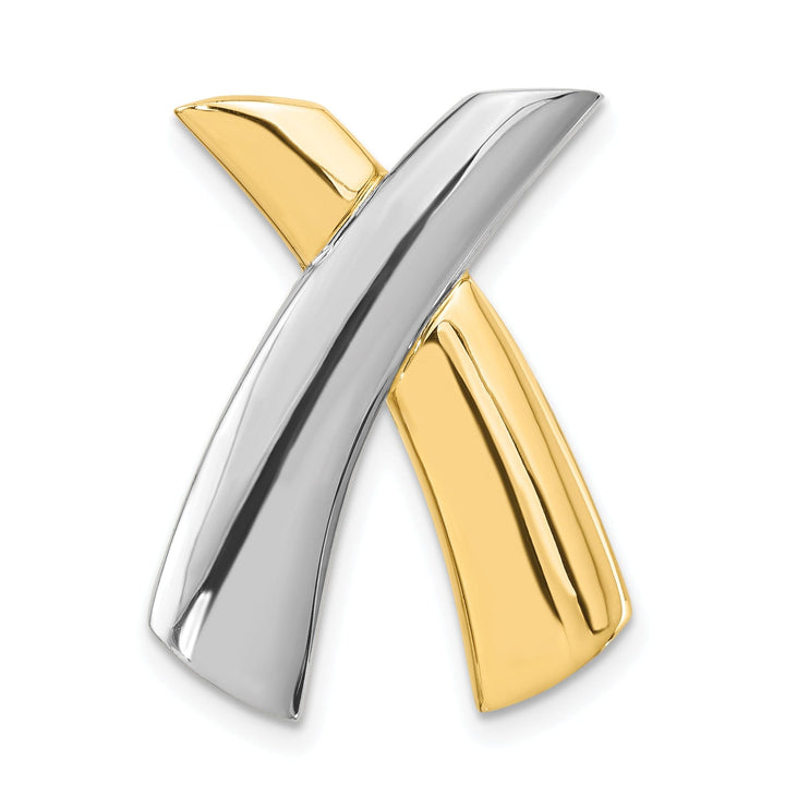 14k Yellow, White Gold Solid Polished Finish X Shape Design Slide Pendant fits upto 10 mm Omega