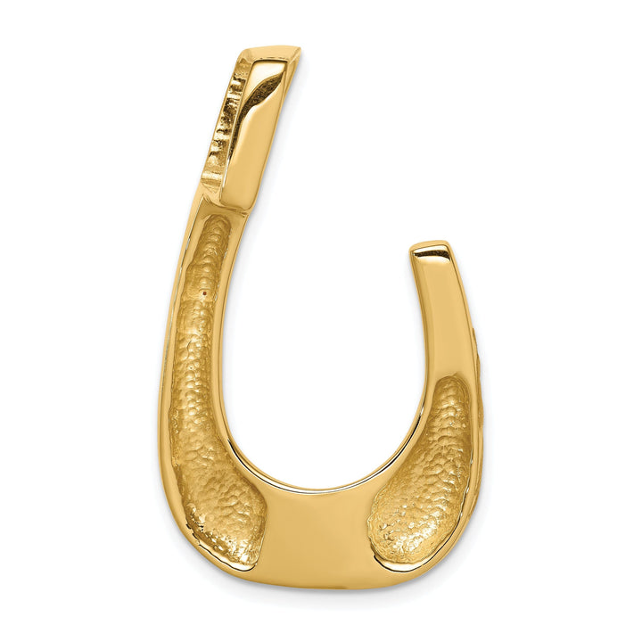 14k Yellow Gold Fancy J Shape Design Omega Slide Pendant