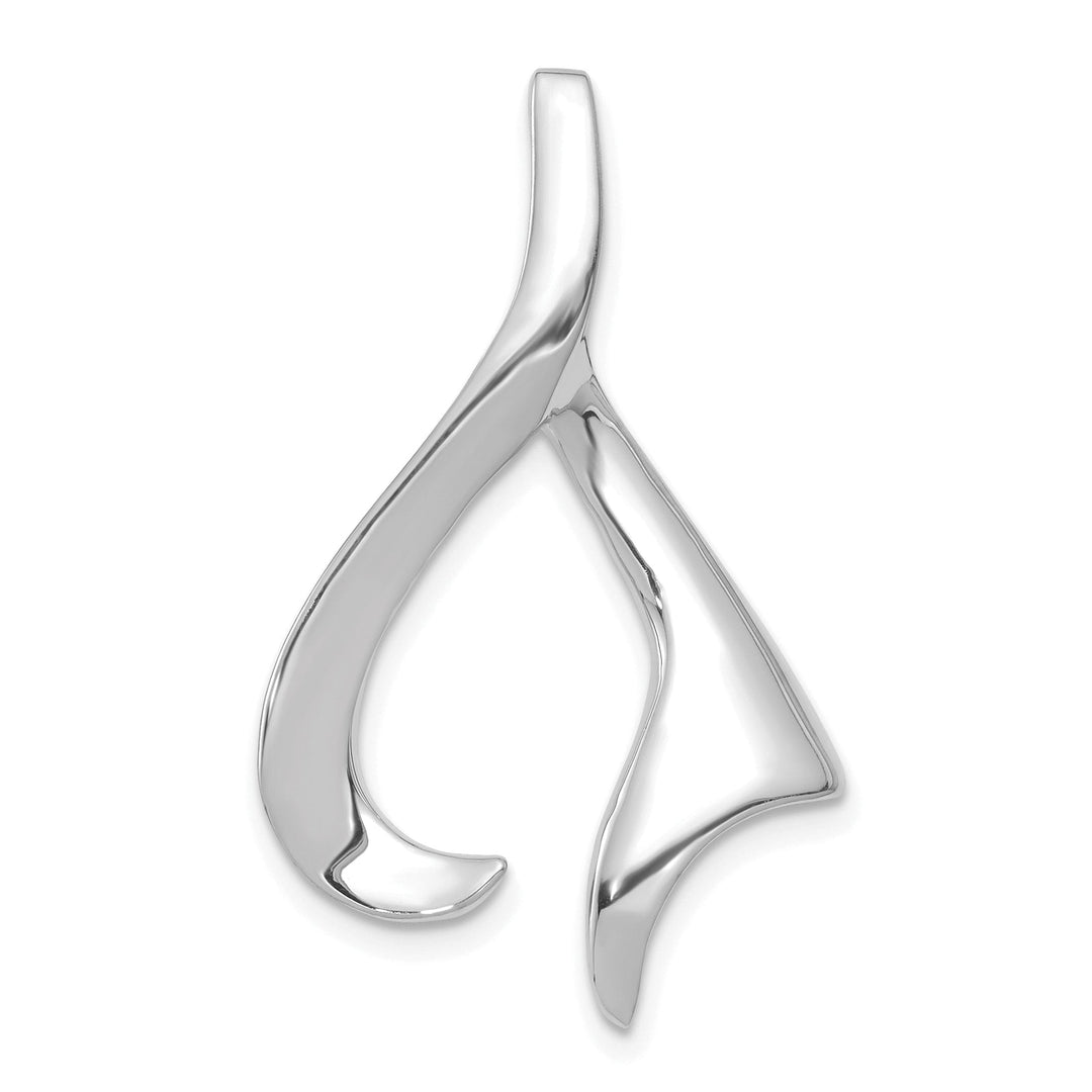 14k White Gold Solid Polished Finish Swirl Sleek Design Omega Slide Pendant fits up to 6 mm Omega