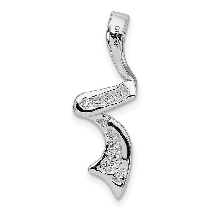 14k White Gold Polished Finish Solid Swirl Design Omega Slide Pendant fits upto 6 mm Omega