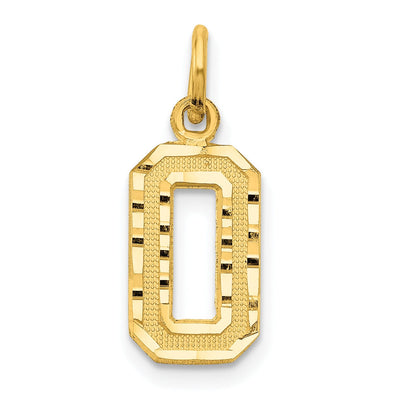 14k Yellow Gold Polished Diamond Cut Finish Small Size Number 0 Charm Pendant at $ 65.35 only from Jewelryshopping.com