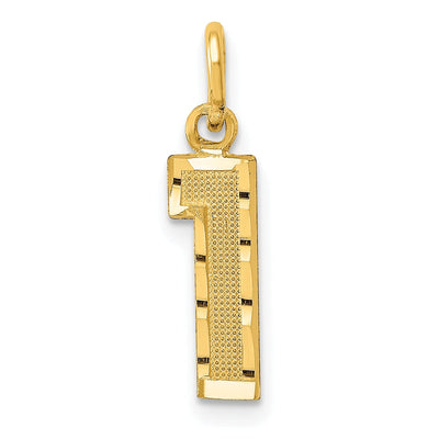 14k Yellow Gold Polished Diamond Cut Finish Small Size Number 1 Charm Pendant at $ 41.87 only from Jewelryshopping.com
