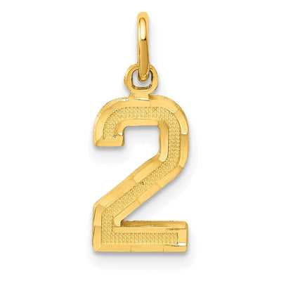14k Yellow Gold Polished Diamond Cut Finish Small Size Number 2 Charm Pendant at $ 70.47 only from Jewelryshopping.com