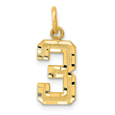 14k Yellow Gold Polished Diamond Cut Finish Small Size Number 3 Charm Pendant at $ 59.23 only from Jewelryshopping.com