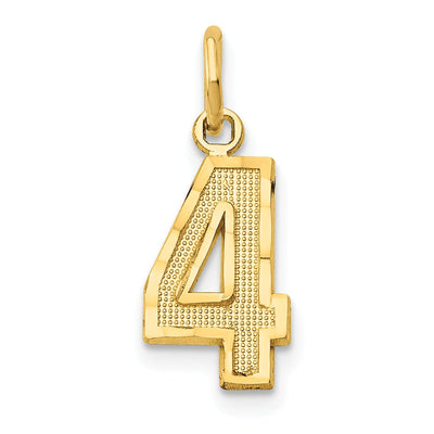 14k Yellow Gold Polished Diamond Cut Finish Small Size Number 4 Charm Pendant at $ 52.07 only from Jewelryshopping.com