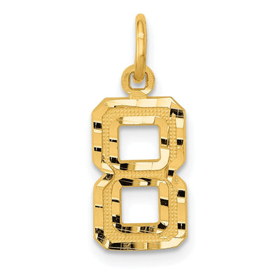 14k Yellow Gold Polished Diamond Cut Finish Small Size Number 8 Charm Pendant at $ 80.67 only from Jewelryshopping.com
