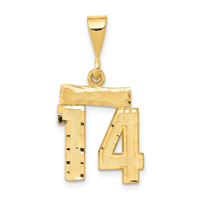 14k Yellow Gold Polished Diamond Cut Finish Small Size Number 14 Charm Pendant at $ 161.35 only from Jewelryshopping.com
