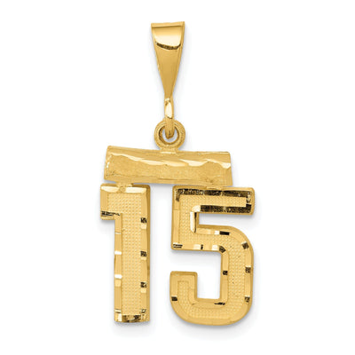 14k Yellow Gold Polished Diamond Cut Finish Small Size Number 15 Charm Pendant at $ 140.91 only from Jewelryshopping.com