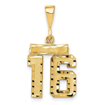 14k Yellow Gold Polished Diamond Cut Finish Small Size Number 16 Charm Pendant at $ 164.41 only from Jewelryshopping.com