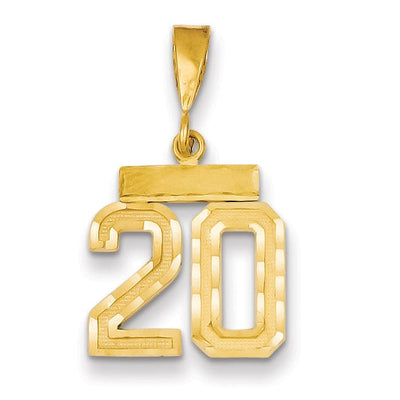 14k Yellow Gold Polished Diamond Cut Finish Small Size Number 20 Charm Pendant at $ 181.76 only from Jewelryshopping.com