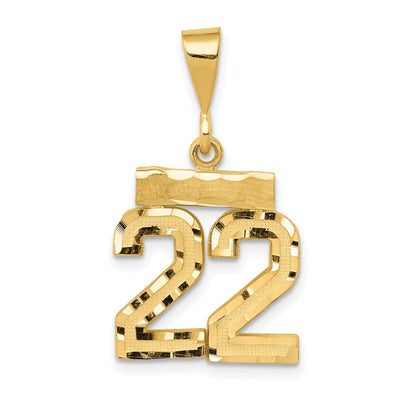 14k Yellow Gold Polished Diamond Cut Finish Small Size Number 22 Charm Pendant at $ 178.7 only from Jewelryshopping.com