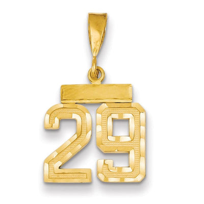 14k Yellow Gold Polished Diamond Cut Finish Small Size Number 29 Charm Pendant at $ 182.78 only from Jewelryshopping.com