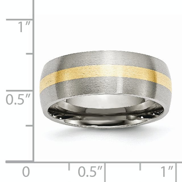 Stainless Steel 14k Gold Inlay 8MM Satin Band