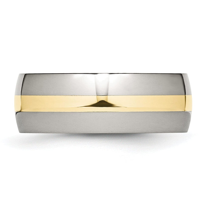 Stainless Steel and 14k Gold Inlay Polished Band